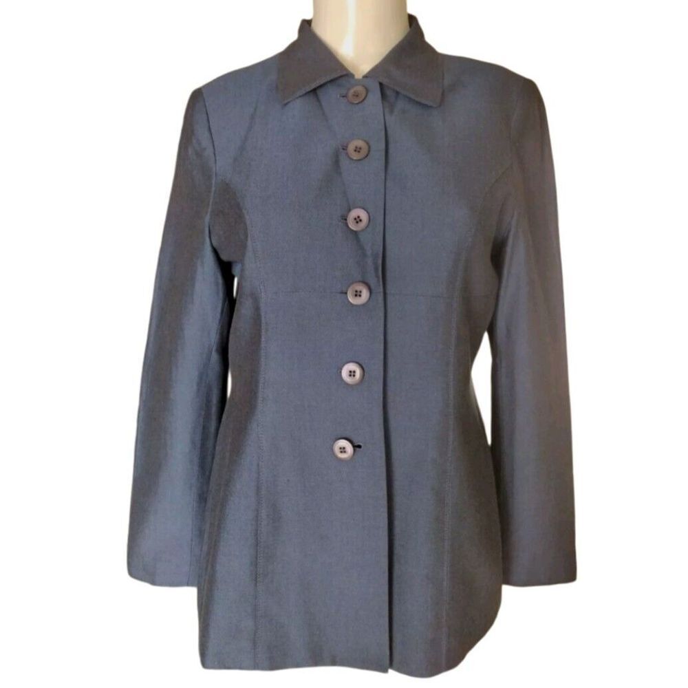 Kasper Blazer Women 4P Petites Blue Jacket Suit Business Career Office Lined